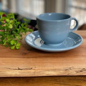 Fiestaware Blue Tea Cup and Saucer